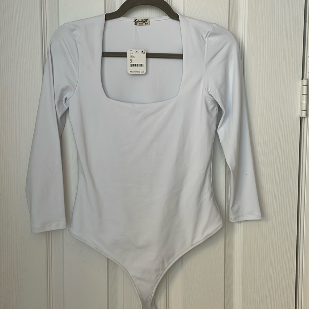 Free people Truth Or Square Bodysuit. White